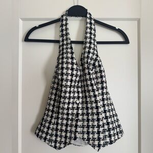 Stylish Black and White Women's Halter Top